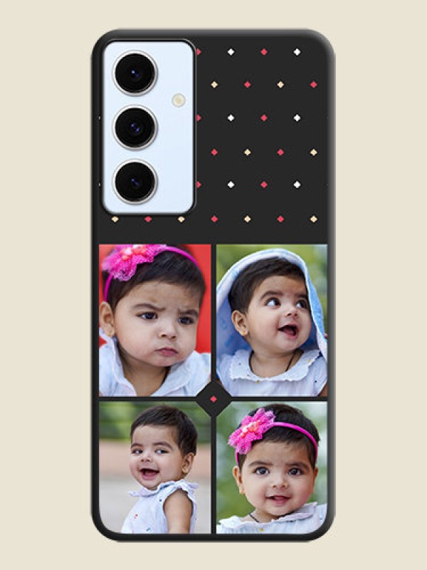 Custom Multicolor Dotted Pattern with 4 Image Holder On Space Black Custom Soft Matte Mobile Back Cover - Galaxy S24 FE 5G