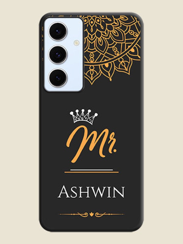 Custom Mr Name with Floral Design On Space Black Custom Soft Matte Mobile Back Cover - Galaxy S24 FE 5G
