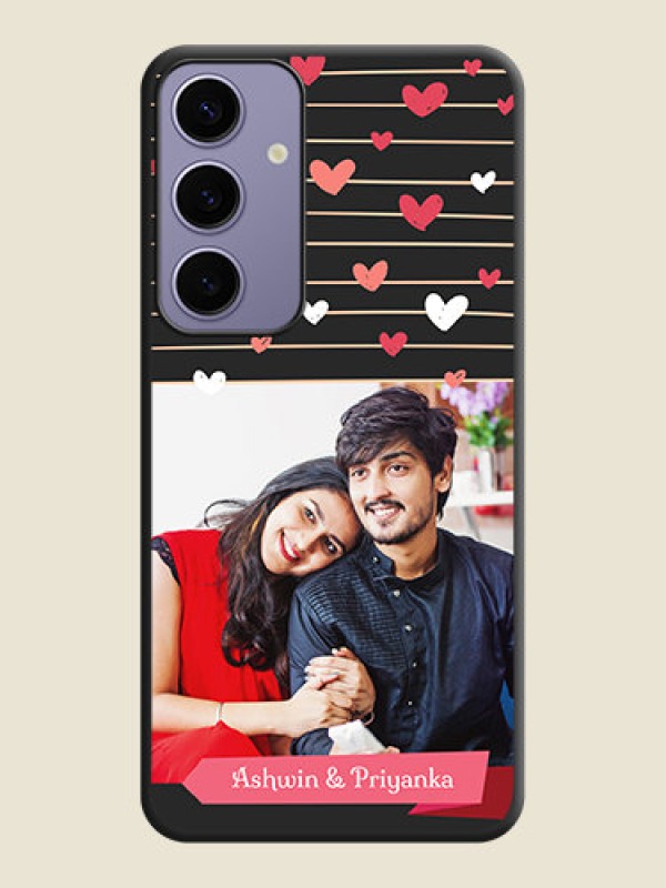 Custom Love Pattern with Name on Pink Ribbon - Photo on Space Black Soft Matte Back Cover - Galaxy S24 Plus 5G