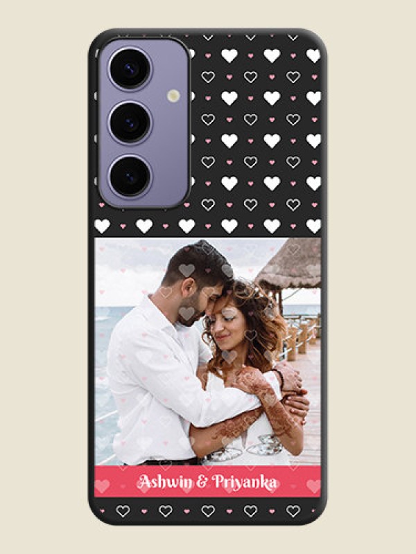 Custom White Color Love Symbols with Text Design - Photo on Space Black Soft Matte Phone Cover - Galaxy S24 Plus 5G