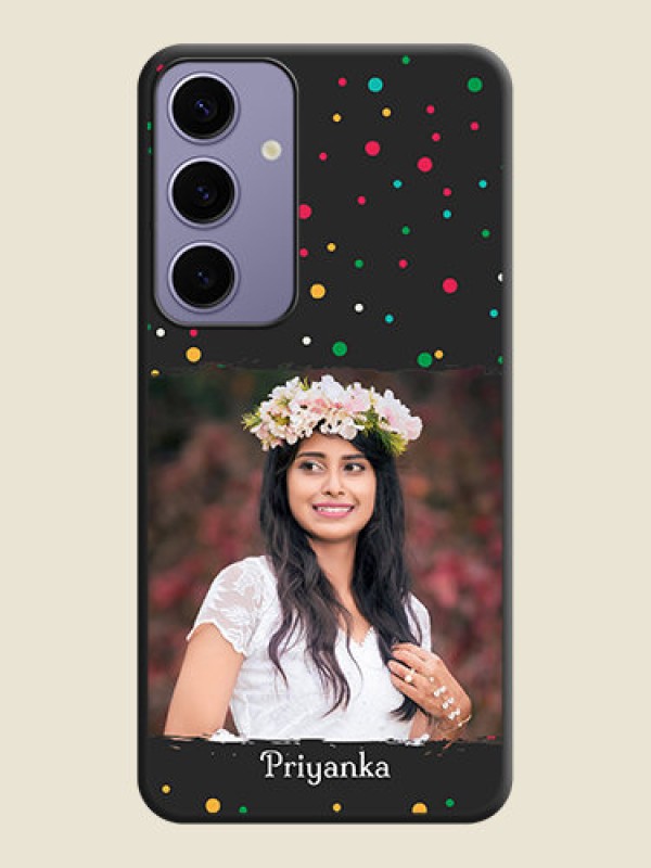 Custom Multicolor Dotted Pattern with Text on Space Black Custom Soft Matte Phone Back Cover - Galaxy S24 Plus 5G