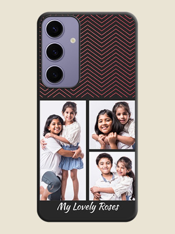 Custom Wave Pattern with 3 Image Holder on Space Black Custom Soft Matte Back Cover - Galaxy S24 Plus 5G