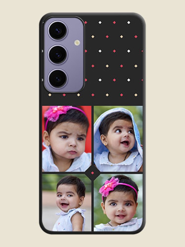 Custom Multicolor Dotted Pattern with 4 Image Holder on Space Black Custom Soft Matte Phone Cases - Galaxy S24 Plus 5G
