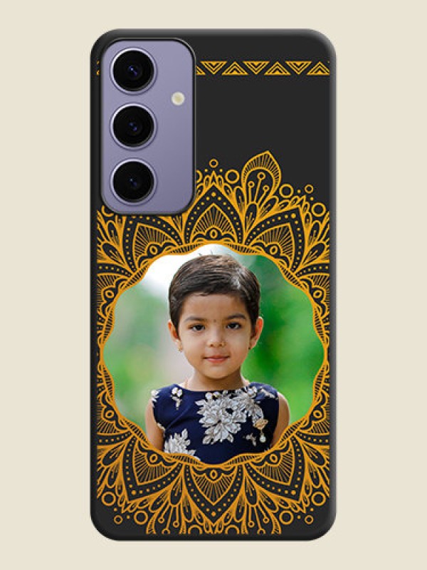Custom Round Image with Floral Design - Photo on Space Black Soft Matte Mobile Cover - Galaxy S24 Plus 5G
