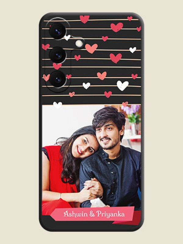 Custom Love Pattern with Name on Pink Ribbon on Photo On Space Black Custom Soft Matte Mobile Back Cover - Galaxy S25 5G