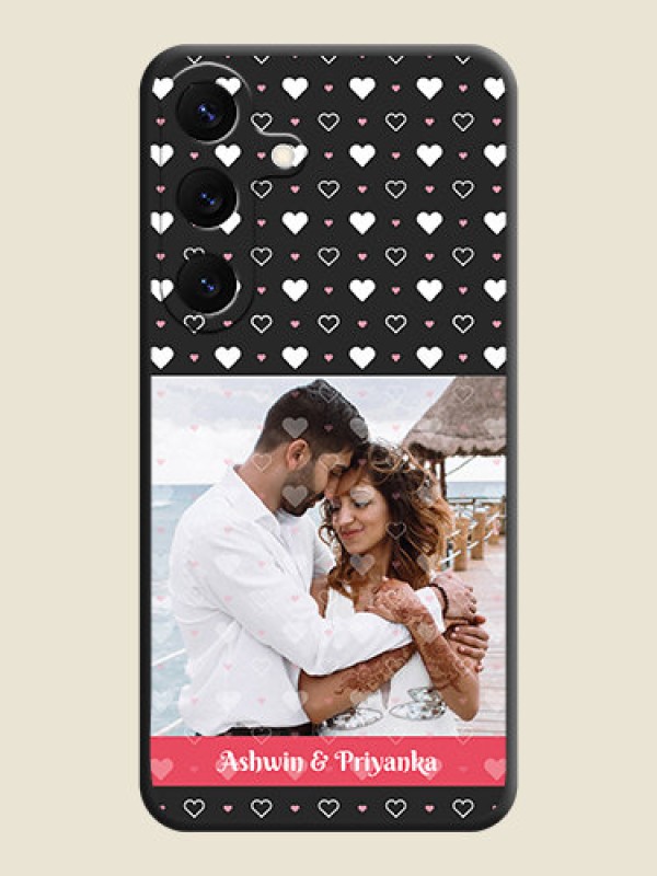 Custom White Color Love Symbols with Text Design on Photo On Space Black Custom Soft Matte Mobile Back Cover - Galaxy S25 5G