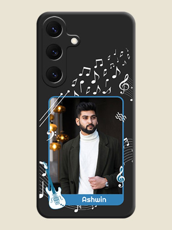 Custom Musical Theme Design with Text on Photo On Space Black Custom Soft Matte Mobile Back Cover - Galaxy S25 5G