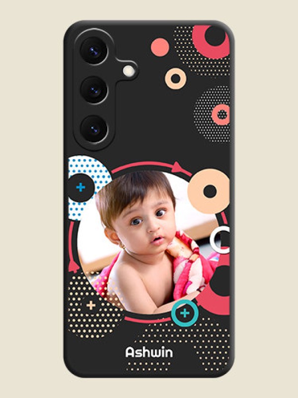Custom Multicoloured Round Image On Space Black Custom Soft Matte Mobile Back Cover - Galaxy S25 5G