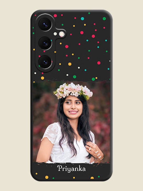 Custom Multicolor Dotted Pattern with Text On Space Black Custom Soft Matte Mobile Back Cover - Galaxy S25 5G