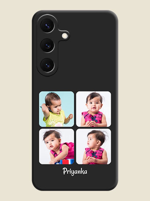 Custom Floral Art with 6 Image Holder on Photo On Space Black Custom Soft Matte Mobile Back Cover - Galaxy S25 5G