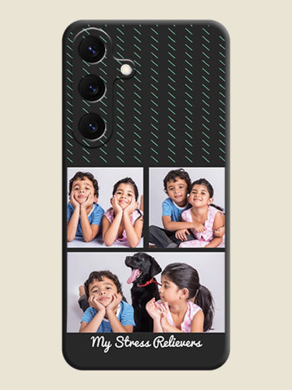 Custom Cross Dotted Pattern with 2 Image Holder On Space Black Custom Soft Matte Mobile Back Cover - Galaxy S25 5G
