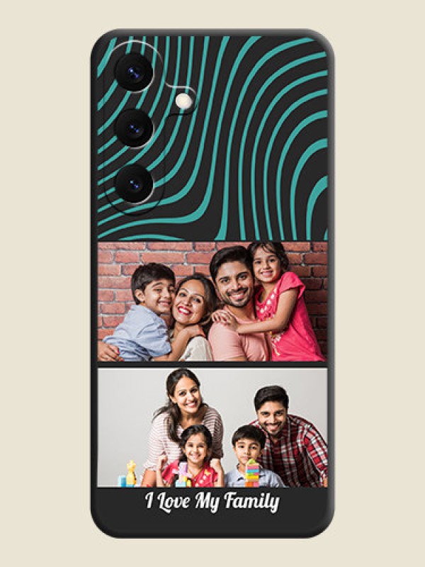 Custom Wave Pattern with 2 Image Holder On Space Black Custom Soft Matte Mobile Back Cover - Galaxy S25 5G