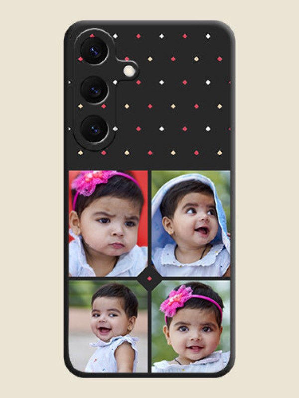 Custom Multicolor Dotted Pattern with 4 Image Holder On Space Black Custom Soft Matte Mobile Back Cover - Galaxy S25 5G