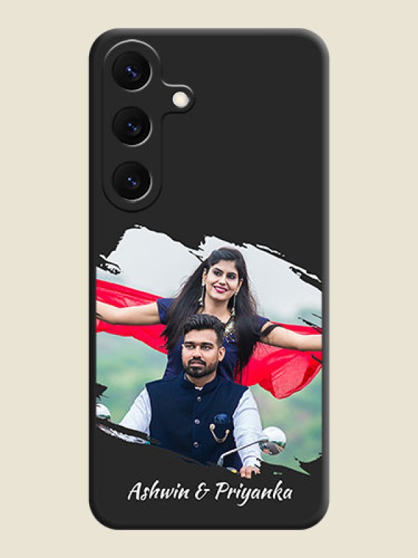 Custom Grunge Brush Strokes on Photo On Space Black Custom Soft Matte Mobile Back Cover - Galaxy S25 5G
