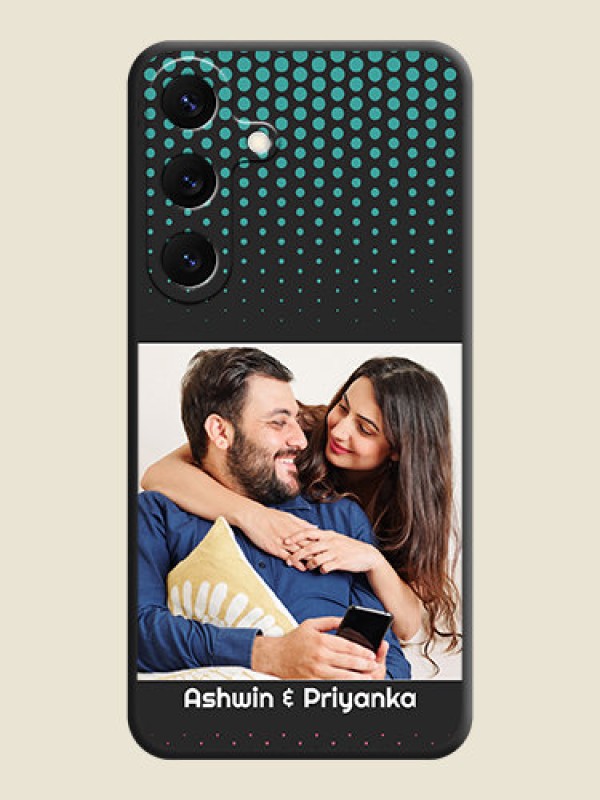 Custom Faded Dots with Grunge Photo Frame and Text On Space Black Custom Soft Matte Mobile Back Cover - Galaxy S25 5G