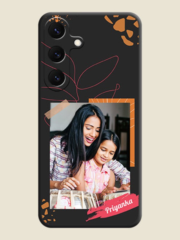 Custom Orange Photo Frame On Space Black Custom Soft Matte Mobile Back Cover - Galaxy S25 5G