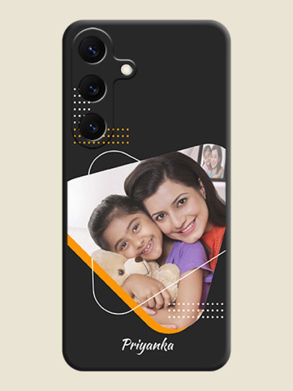 Custom Yellow Triangle on Photo On Space Black Custom Soft Matte Mobile Back Cover - Galaxy S25 5G