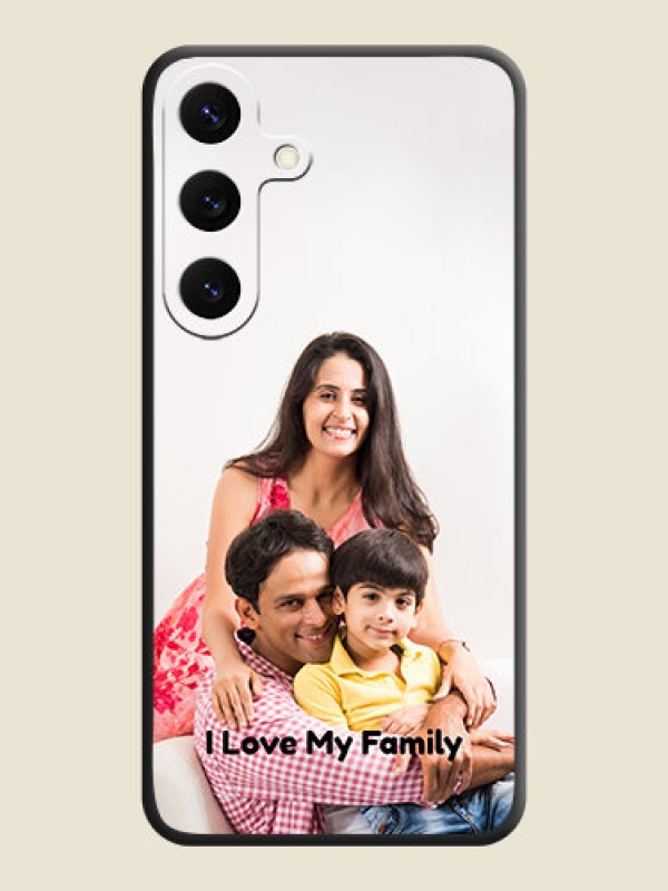 Custom Full Single Pic Upload With Text On Space Black Custom Soft Matte Mobile Back Cover - Galaxy S25 5G