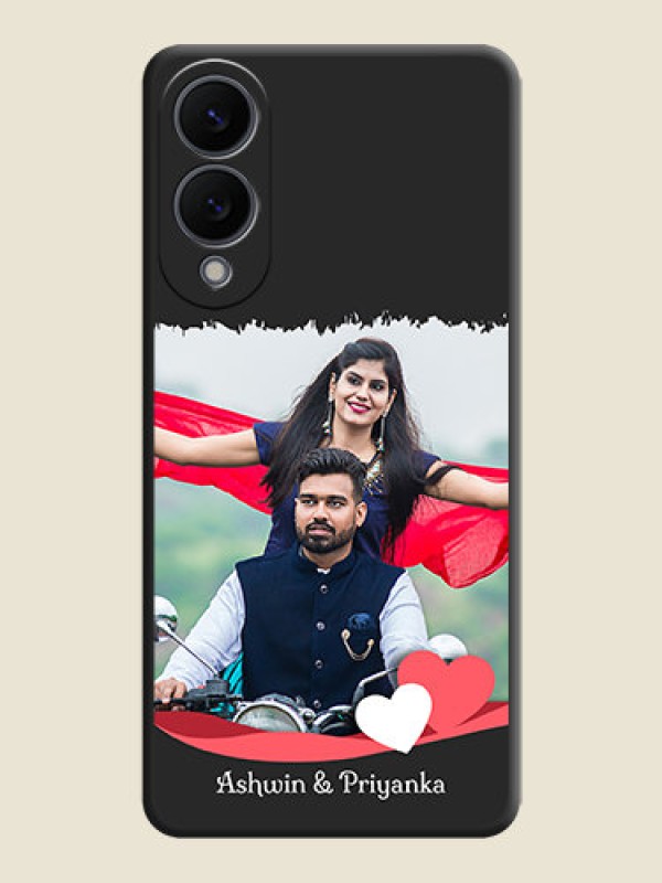 Custom Pin Color Love Shaped Ribbon Design with Text On Space Black Custom Soft Matte Mobile Back Cover - Samsung Galaxy S25 Edge 5G