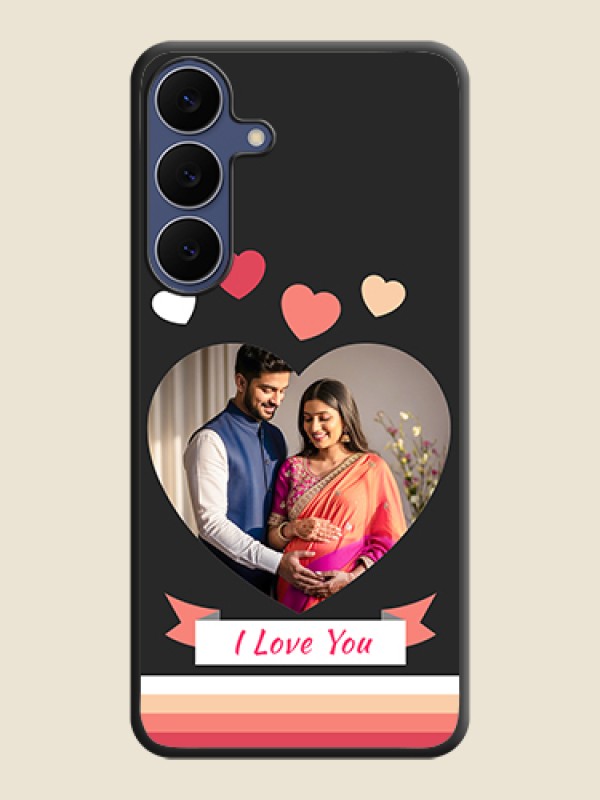 Custom Love Shaped Photo with Colorful Stripes On Space Black Custom Soft Matte Mobile Back Cover - Samsung Galaxy S25 FE 5G