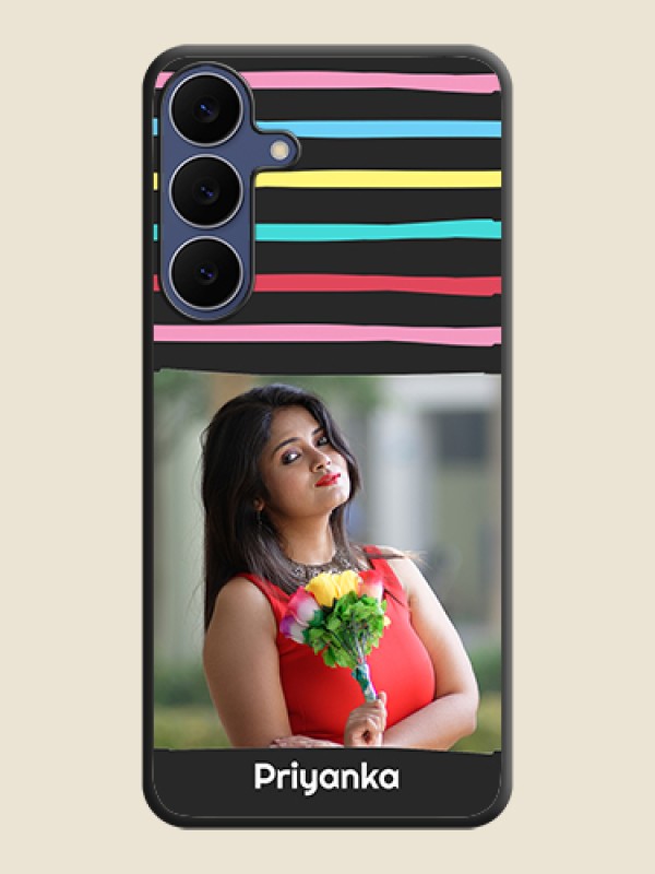 Custom Multicolor Lines with Image On Space Black Custom Soft Matte Mobile Back Cover - Samsung Galaxy S25 FE 5G