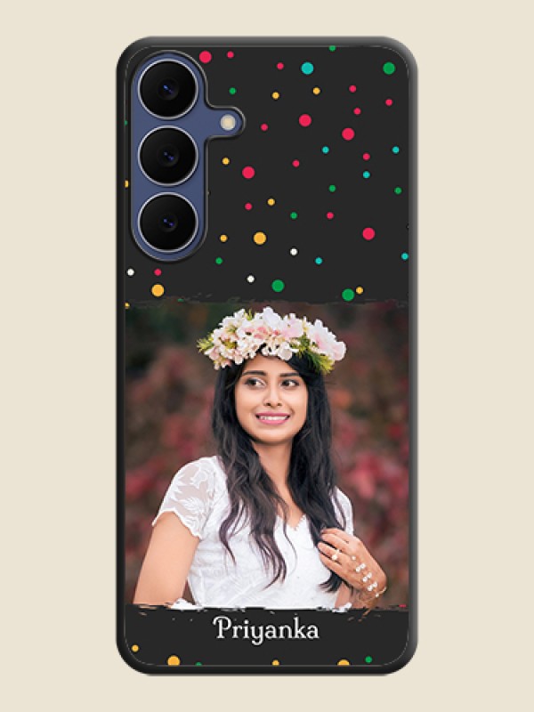 Custom Multicolor Dotted Pattern with Text On Space Black Custom Soft Matte Mobile Back Cover - Samsung Galaxy S25 FE 5G