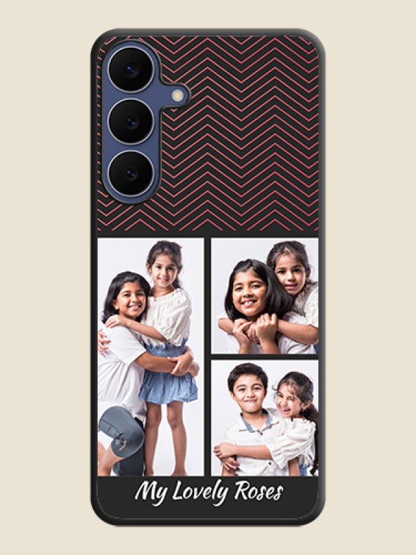 Custom Wave Pattern with 3 Image Holder On Space Black Custom Soft Matte Mobile Back Cover - Samsung Galaxy S25 FE 5G