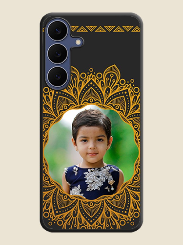 Custom Round Image with Floral Design On Space Black Custom Soft Matte Mobile Back Cover - Samsung Galaxy S25 FE 5G