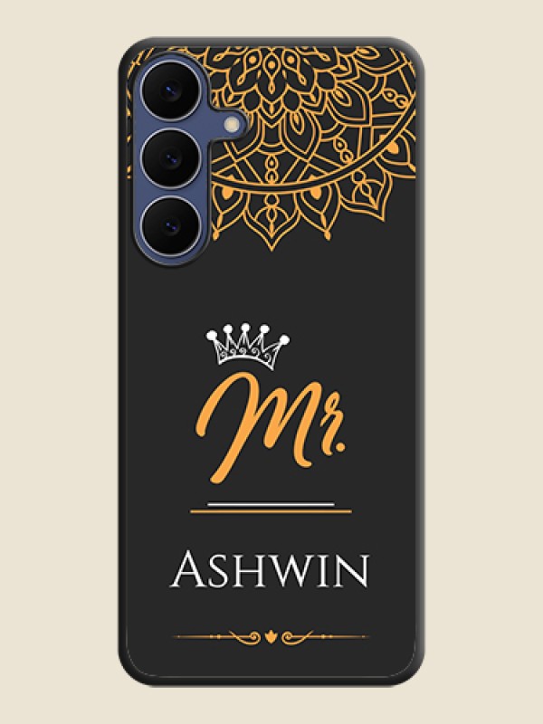 Custom Mr Name with Floral Design On Space Black Custom Soft Matte Mobile Back Cover - Samsung Galaxy S25 FE 5G