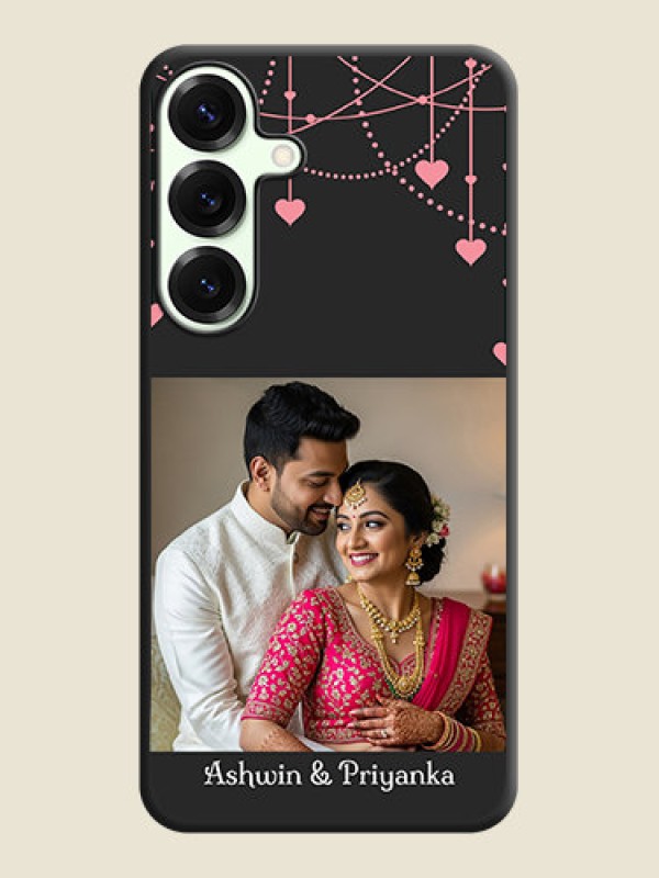 Custom Pink Love Hangings with Text On Space Black Custom Soft Matte Mobile Back Cover - Galaxy S25 Plus 5G