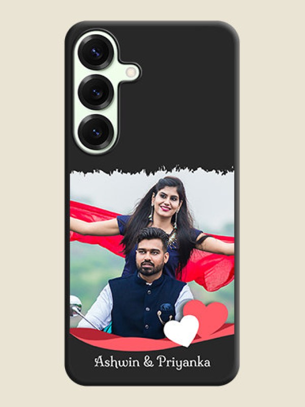 Custom Pin Color Love Shaped Ribbon Design with Text On Space Black Custom Soft Matte Mobile Back Cover - Galaxy S25 Plus 5G