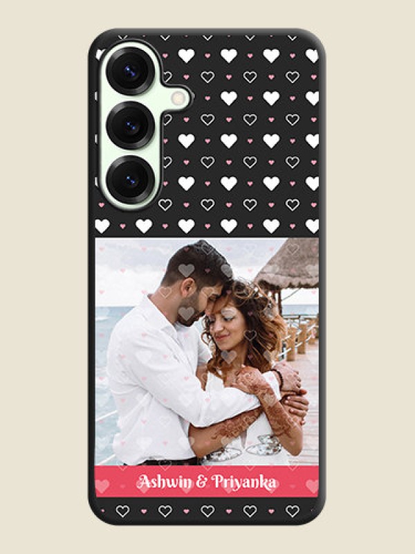 Custom White Color Love Symbols with Text Design on Photo On Space Black Custom Soft Matte Mobile Back Cover - Galaxy S25 Plus 5G