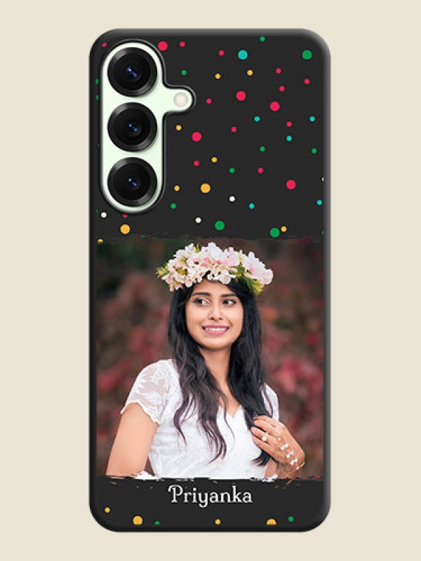 Custom Multicolor Dotted Pattern with Text On Space Black Custom Soft Matte Mobile Back Cover - Galaxy S25 Plus 5G