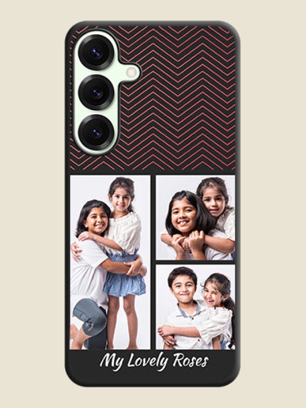 Custom Wave Pattern with 3 Image Holder On Space Black Custom Soft Matte Mobile Back Cover - Galaxy S25 Plus 5G