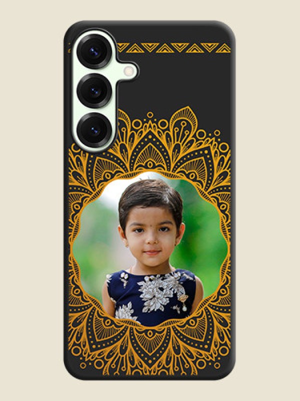 Custom Round Image with Floral Design On Space Black Custom Soft Matte Mobile Back Cover - Galaxy S25 Plus 5G