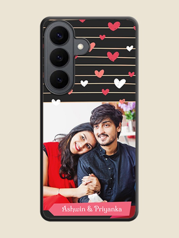 Custom Love Pattern with Name on Pink Ribbon on Photo On Space Black Custom Soft Matte Mobile Back Cover - Samsung Galaxy S26 5G