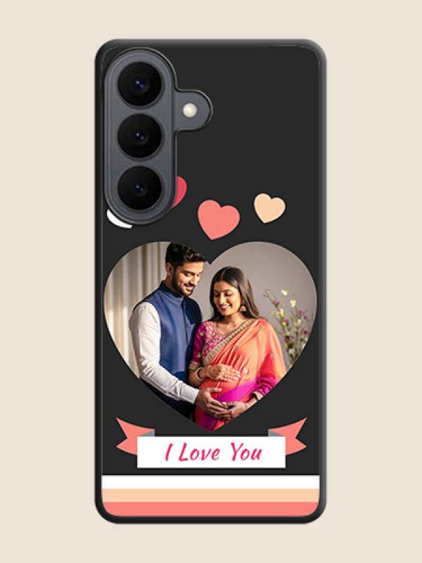 Custom Love Shaped Photo with Colorful Stripes On Space Black Custom Soft Matte Mobile Back Cover - Samsung Galaxy S26 5G