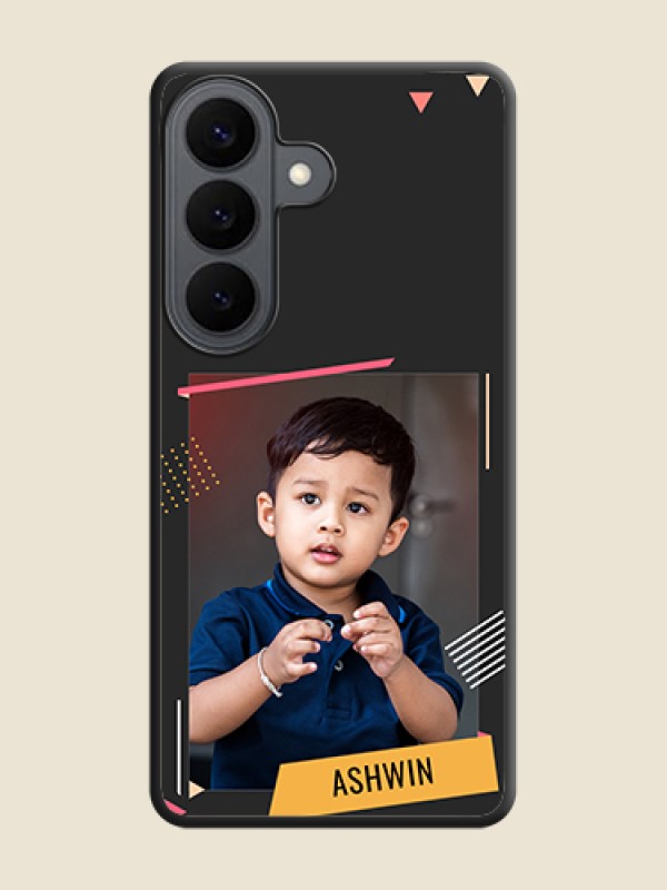 Custom Photo Frame with Triangle Small Dots on Photo On Space Black Custom Soft Matte Mobile Back Cover - Samsung Galaxy S26 5G