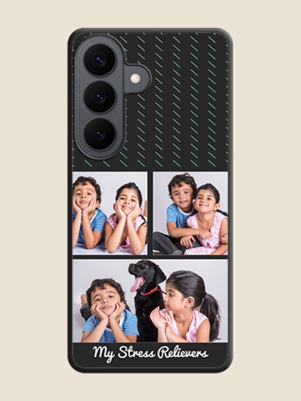 Custom Cross Dotted Pattern with 2 Image Holder On Space Black Custom Soft Matte Mobile Back Cover - Samsung Galaxy S26 5G
