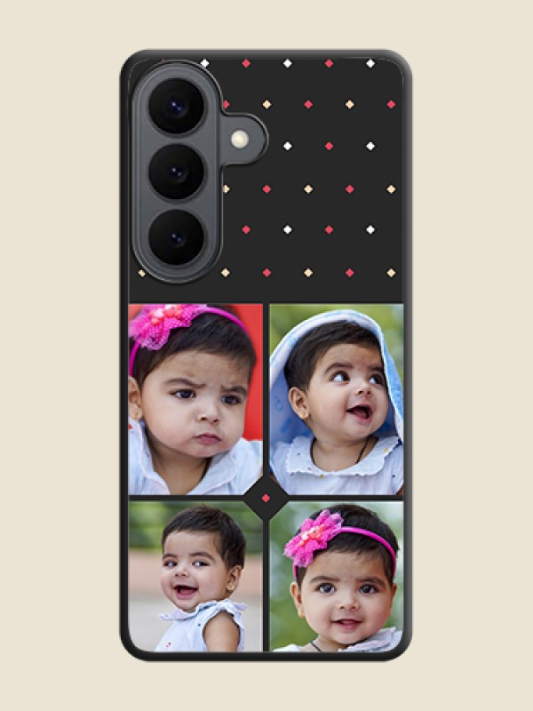 Custom Multicolor Dotted Pattern with 4 Image Holder On Space Black Custom Soft Matte Mobile Back Cover - Samsung Galaxy S26 5G