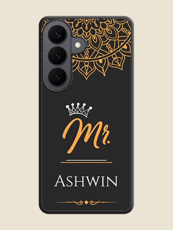 Custom Mr Name with Floral Design On Space Black Custom Soft Matte Mobile Back Cover - Samsung Galaxy S26 5G