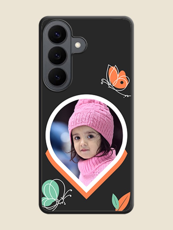 Custom Upload Pic With Simple Butterly Design On Space Black Custom Soft Matte Mobile Back Cover - Samsung Galaxy S26 5G