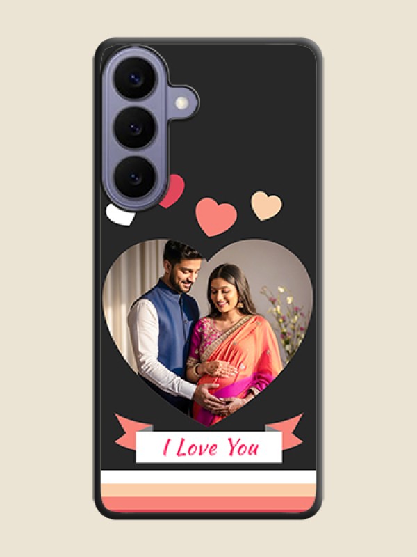 Custom Love Shaped Photo with Colorful Stripes On Space Black Custom Soft Matte Mobile Back Cover - Samsung Galaxy S26 Plus 5G