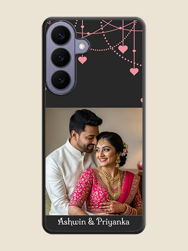 Custom Pink Love Hangings with Text On Space Black Custom Soft Matte Mobile Back Cover - Samsung Galaxy S26 Plus 5G