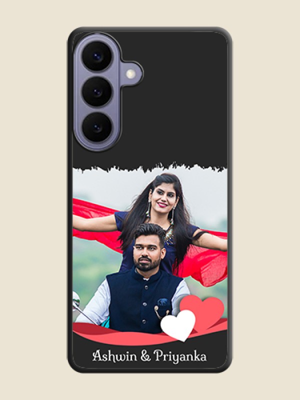 Custom Pin Color Love Shaped Ribbon Design with Text On Space Black Custom Soft Matte Mobile Back Cover - Samsung Galaxy S26 Plus 5G
