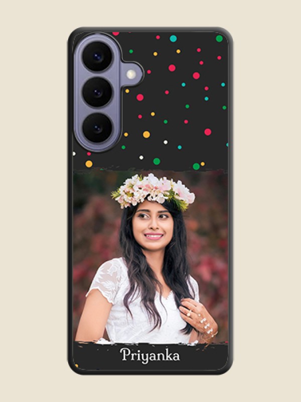 Custom Multicolor Dotted Pattern with Text On Space Black Custom Soft Matte Mobile Back Cover - Samsung Galaxy S26 Plus 5G