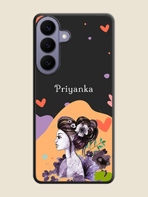 Custom Namecase For Her With Fancy Lady Image On Space Black Custom Soft Matte Mobile Back Cover - Samsung Galaxy S26 Plus 5G