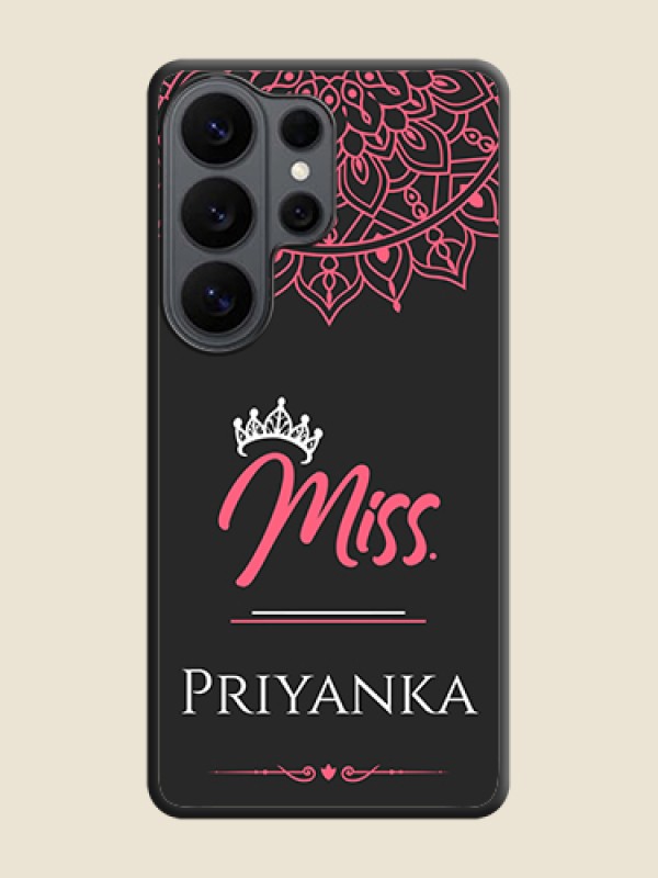 Custom Mrs Name with Floral Design On Space Black Custom Soft Matte Mobile Back Cover - Samsung Galaxy S26 Ultra 5G