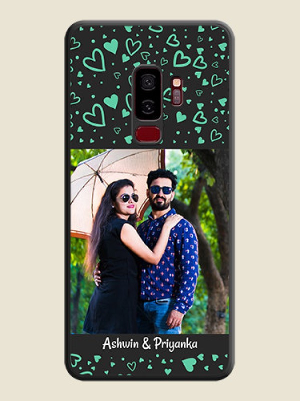Custom Sea Green Indefinite Love Pattern on Photo on Space Black Soft Matte Mobile Cover - Galaxy S9 Plus