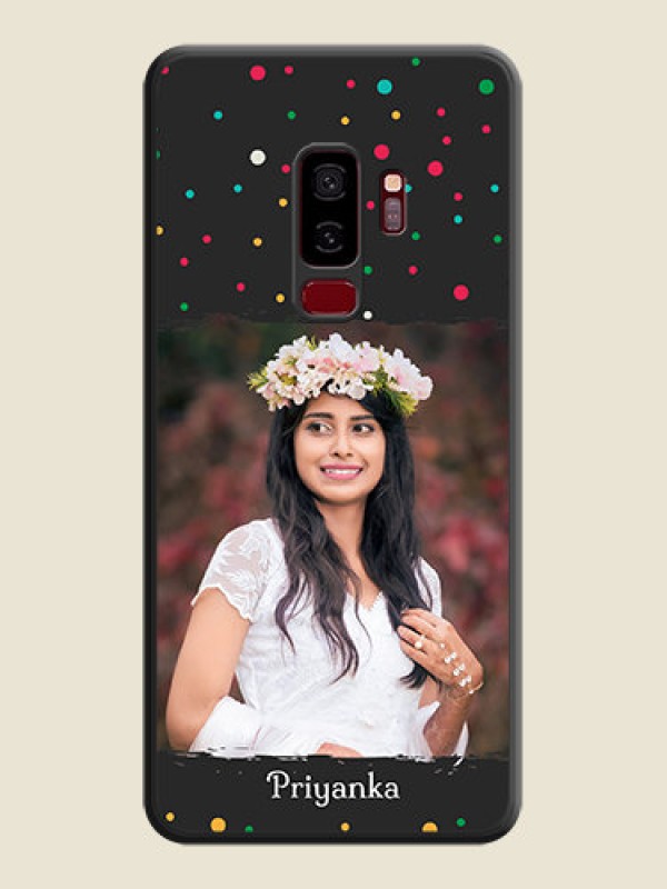 Custom Multicolor Dotted Pattern with Text on Space Black Custom Soft Matte Phone Back Cover - Galaxy S9 Plus